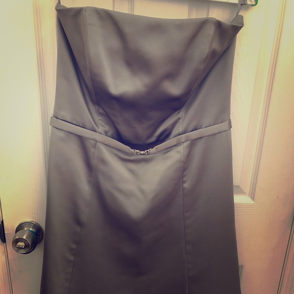 Gunmetal grey/dark silver bridesmaids dress